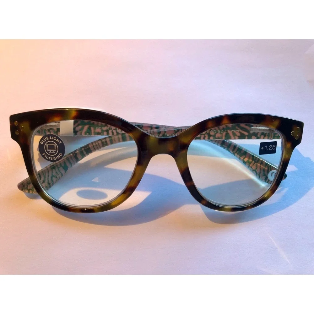 New Tortoise & Animal Print Blue Light Peepers‎ reading glasses +1.25
